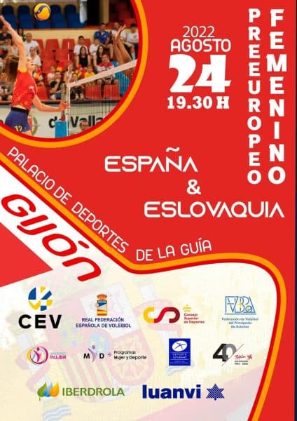 Cartel España Eslovaquia 24 de agosto en el Palacio de Deportes a las 19.30 horas
