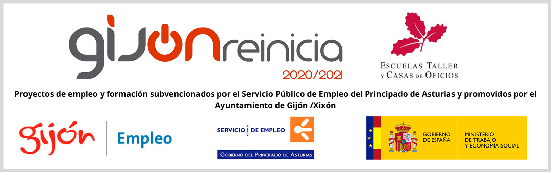 Gijón reinicia 2020/2021. Proyectos de empleo y formación subvencionados por el Servicio Público de Empleo del Principado de Asturias y promovidos por el Ayuntamiento de Gijón/Xixón