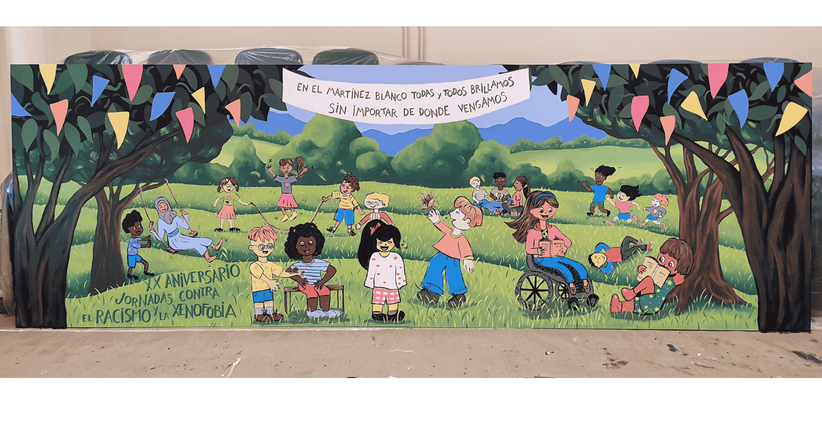 mural jornadas contra el racismo