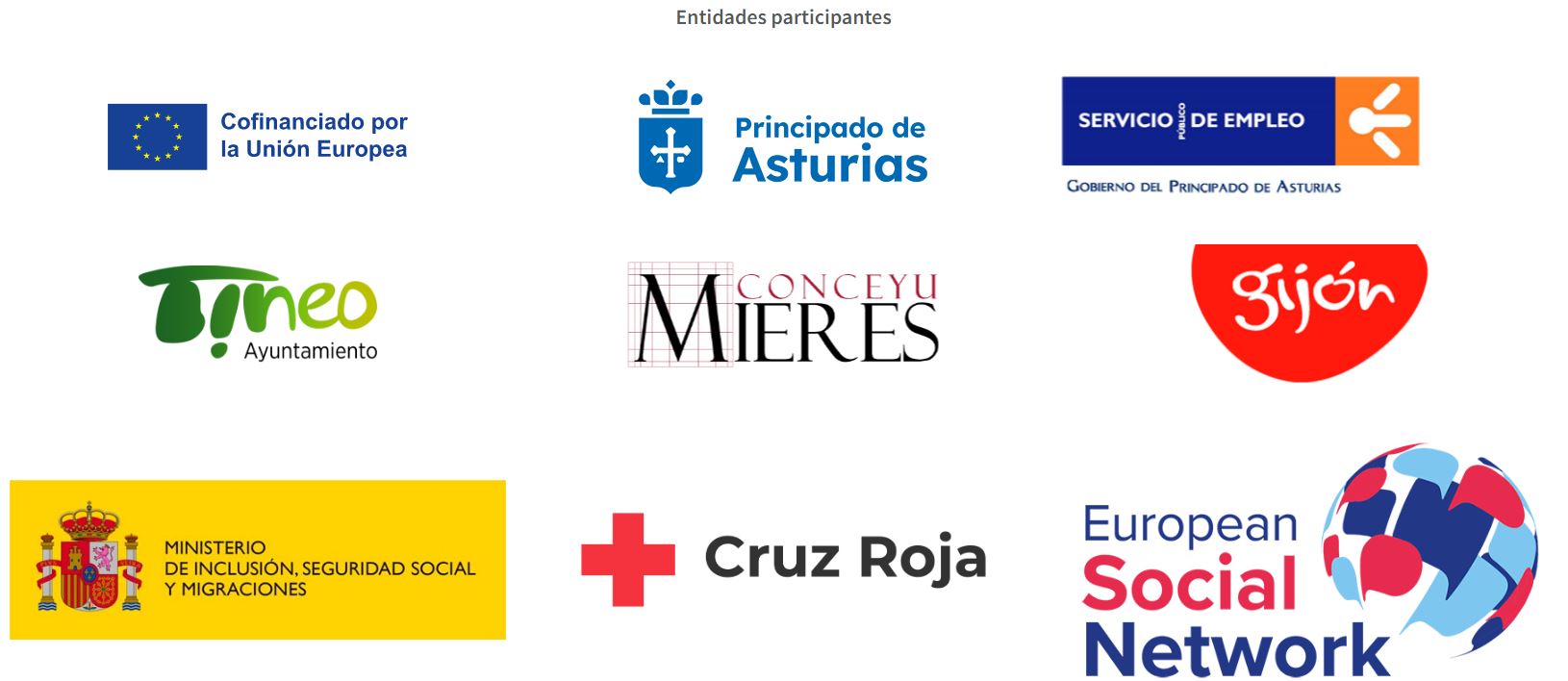 Entidades participantes, logotipos de todas las entidades participantes en el proyecto Xeitu 