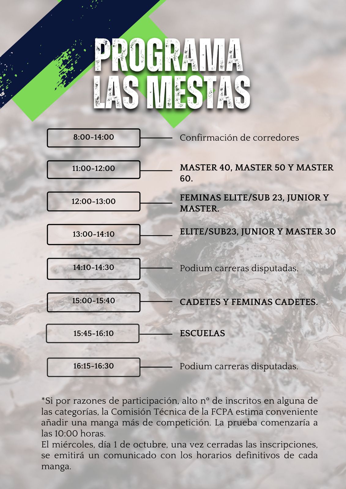 HORARIOS LAS MESTAS CICLOCROSS
