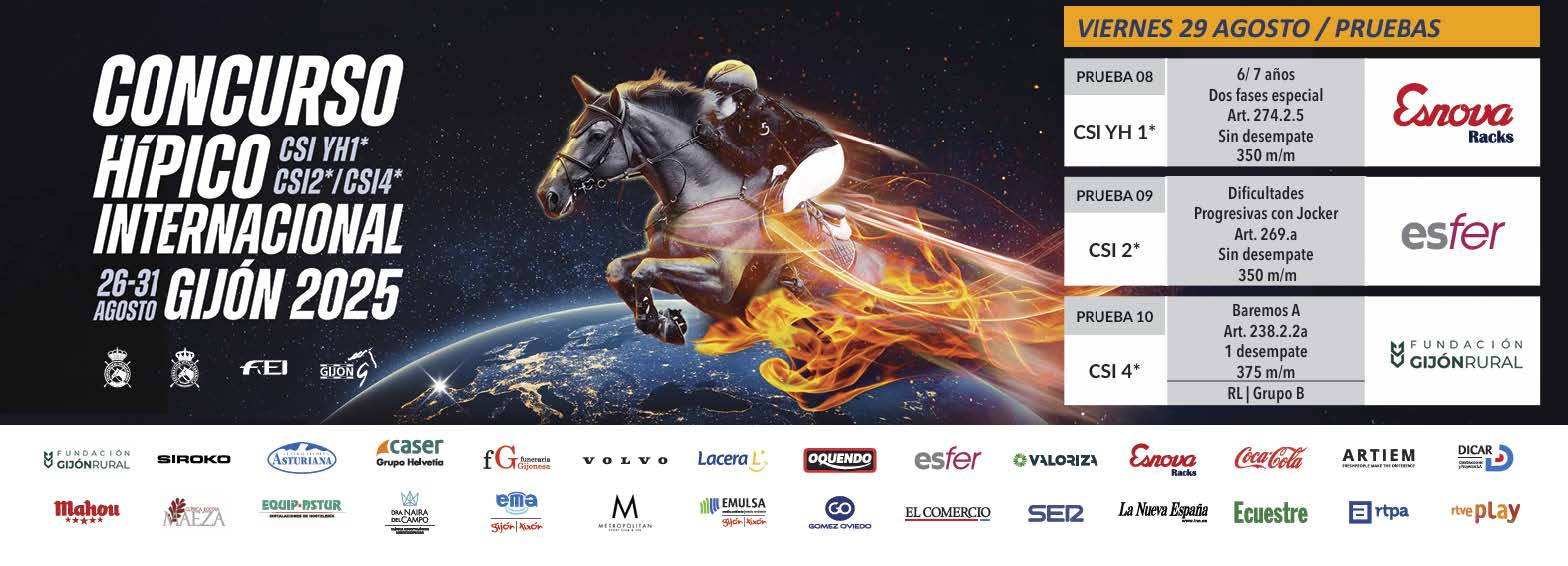 Horario pruebas jueves 28 de agosto Hípico Gijón