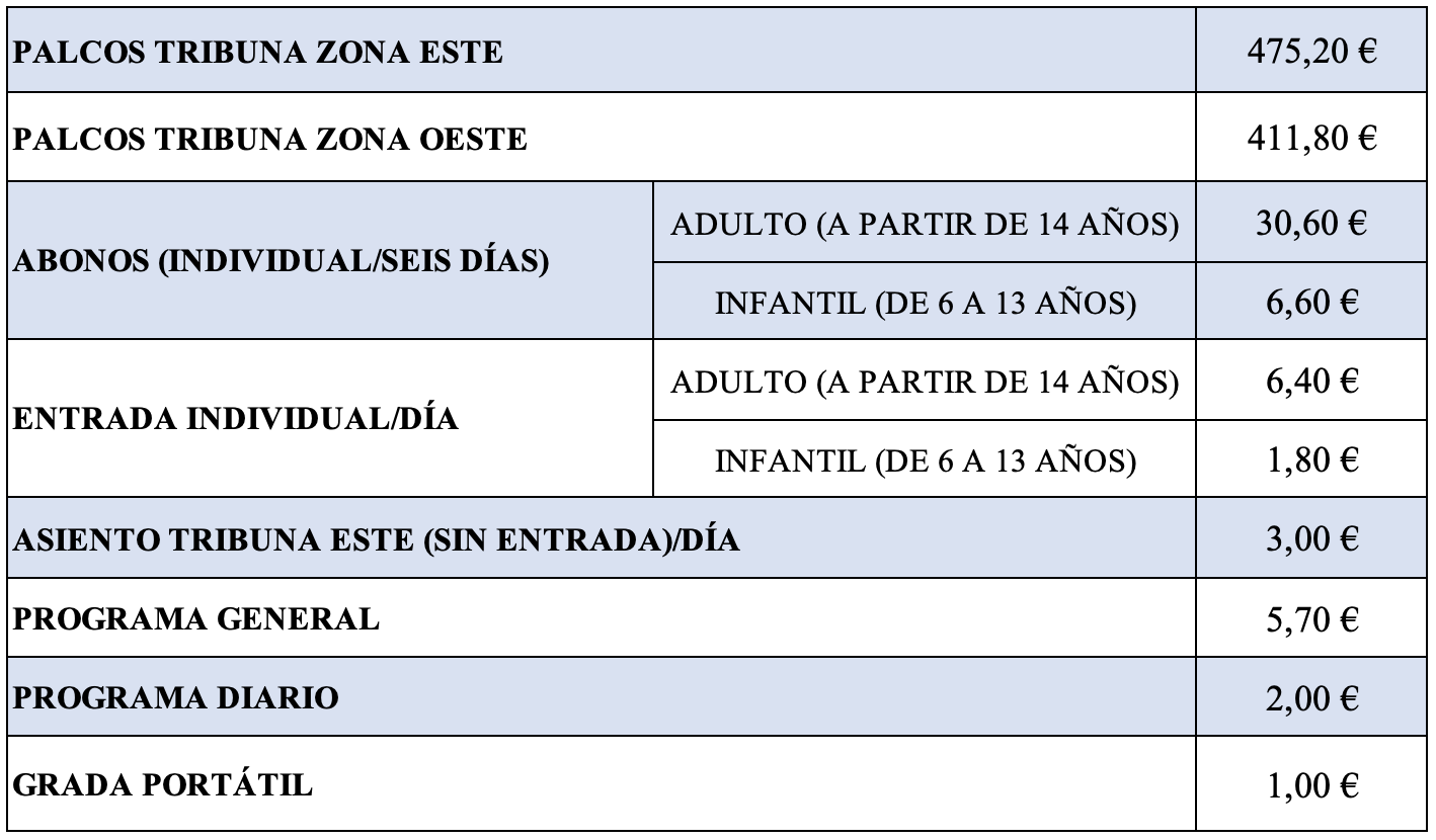 PRECIOS. CSI GIJÓN 2025