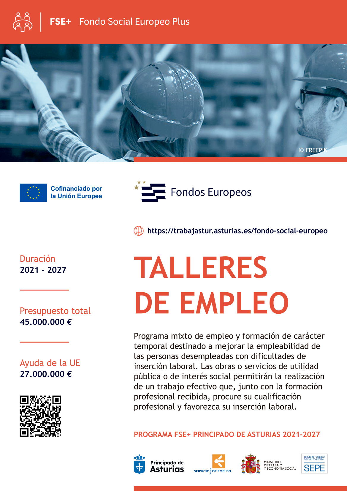 Cartel Talleres de Empleo 2021-2027