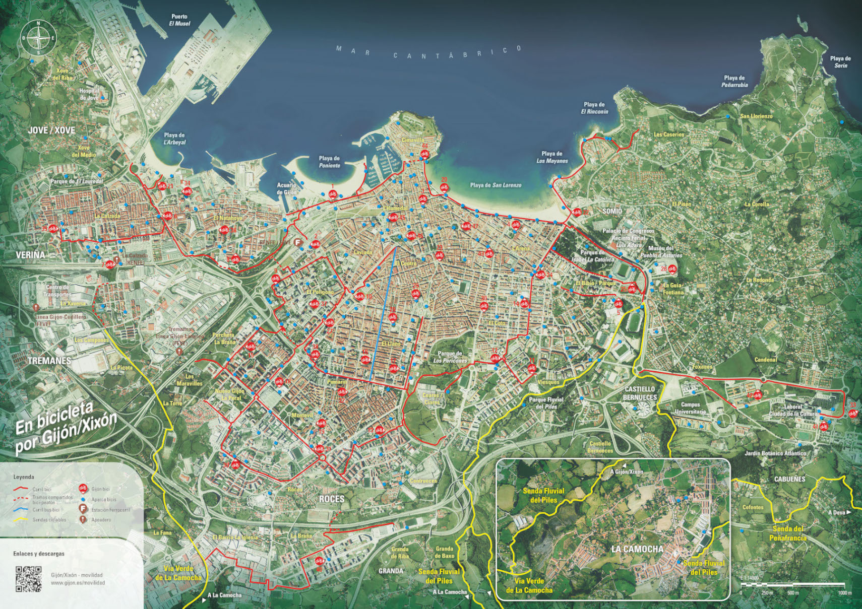 Plano En bicicleta por Gijón