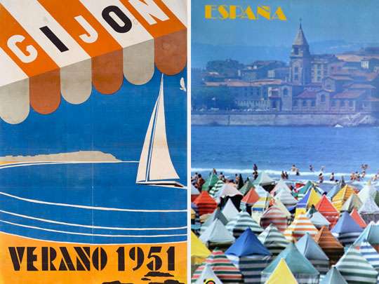 Dos carteles turísticos del siglo XX con Gijón como tema