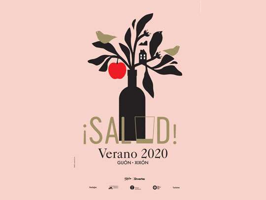 Cartel anunciador del Verano 2020 en Gijón/Xixón
