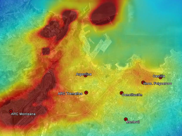 Mapa de contaminación de Gijón
