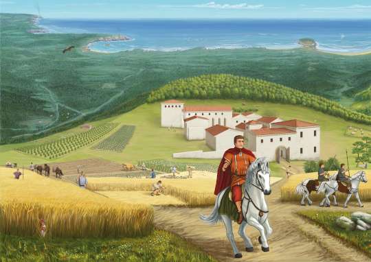 ilustración del territorio entorno a la villa romana de Veranes