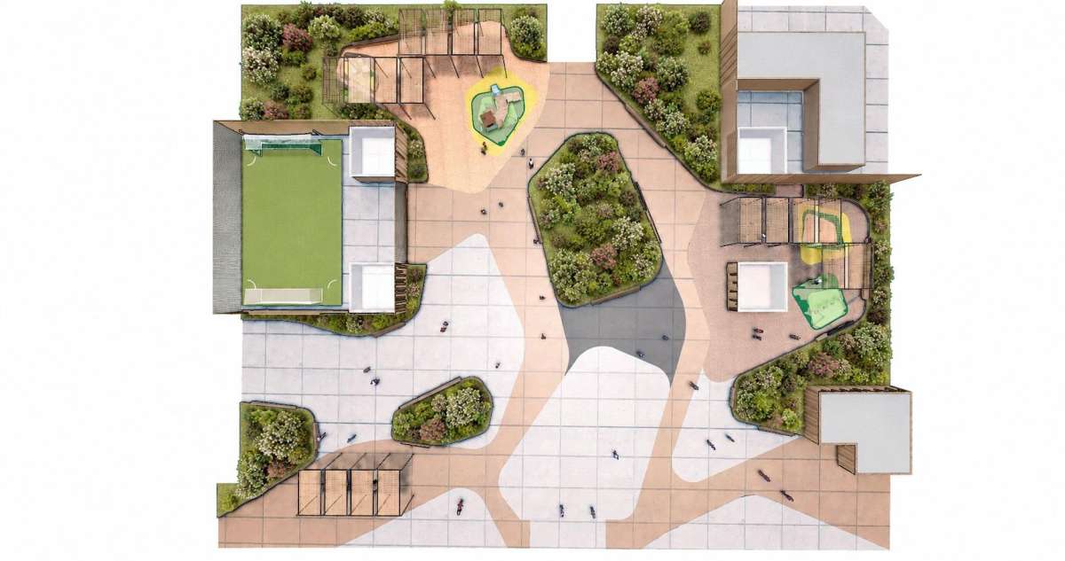 Infografía del resultado de la remodelación de la Plaza de la República