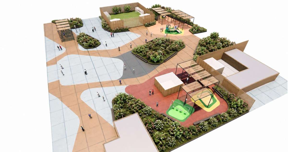 Infografía del resultado de la remodelación de la Plaza de la República