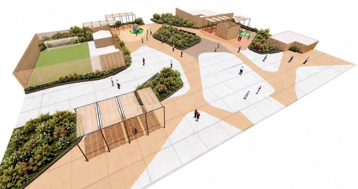 Infografía del resultado de la remodelación de la Plaza de la República